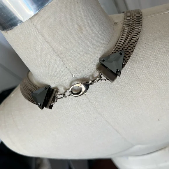 Fenton Fallon Silver Chain Link Barb Necklace Gold Faceted  Accents - Picture 7 of 7